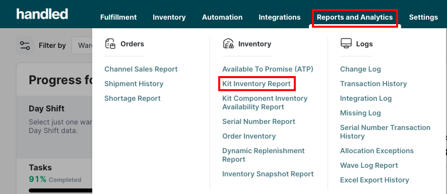 Handled Kit Inventory Report